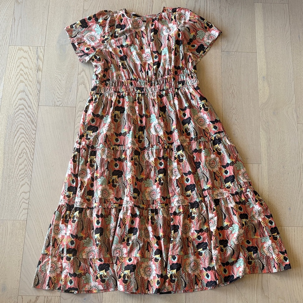 Maeve Anthropologie Dress - Coral and Black Floral